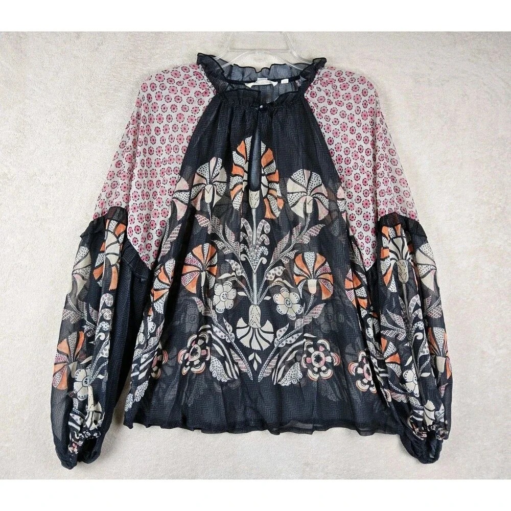 Forever That Girl Women's Long Sleeve Boho Sheer Blouse Top Size S